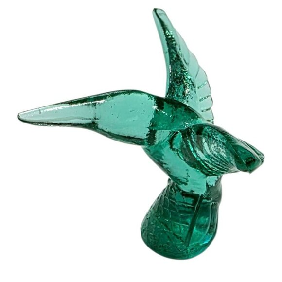 VTG Crea Murano Hummingbird Figurine Green Art Glass Milano Italy Bird Sculpture - Picture 3 of 12